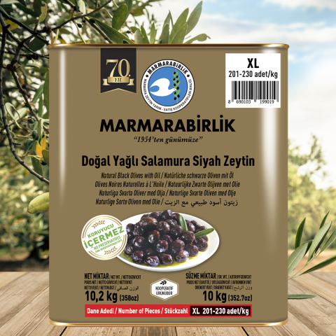 10 kg. XL (201-230 adet/kg) Yağlı Salamura Teneke