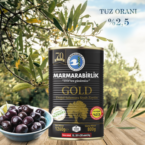 800 g. XL (201-230 adet/kg) GOLD Az Tuzlu Salamura Teneke