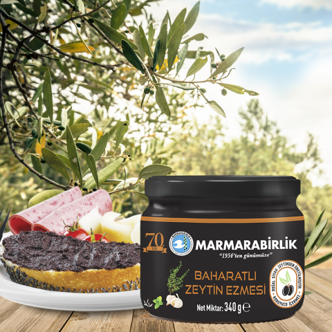 340 g. Baharatlı Zeytin Ezmesi Cam Kavanoz