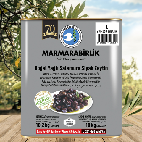 10 kg. L (231-260 adet/kg) Yağlı Salamura Teneke