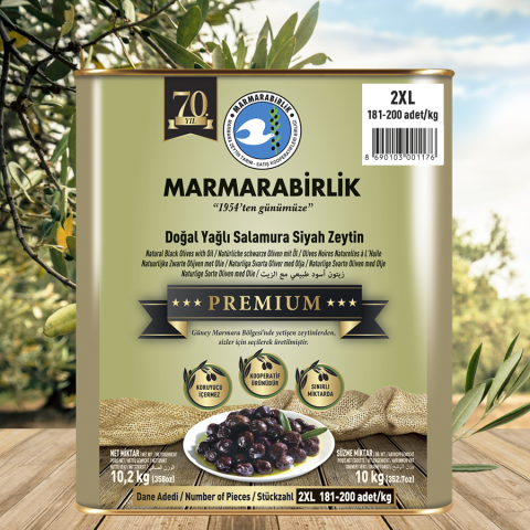 10 kg. Premium 2XL (181-200 adet/kg) Yağlı Salamura Teneke