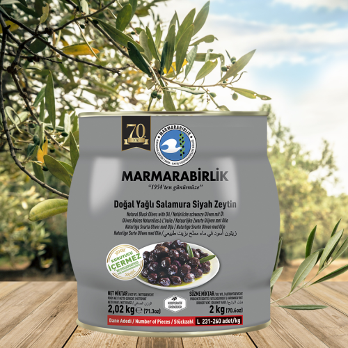 2 kg. L (231-260 adet/kg) Yağlı Salamura Teneke